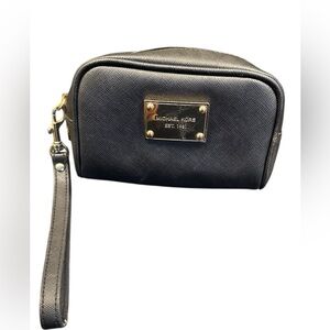 Michael Kors Black Wristlet with Gold Accents